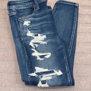 Distressed Blue Jeans